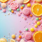 ai-generated-minimalistic-sweet-and-candy-background-concept-with-empty-space-photo